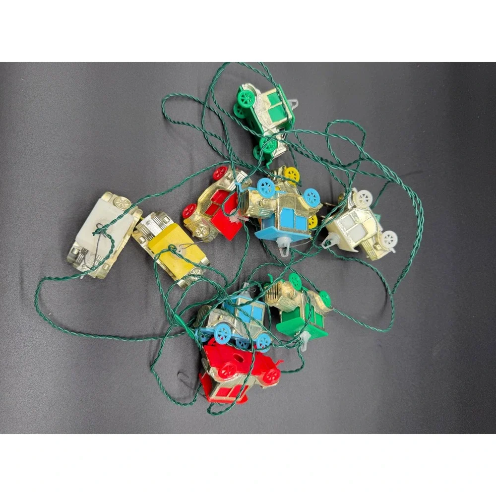 Vintage Antique Car Trolley Christmas String Lights Multi Color Holiday Decor